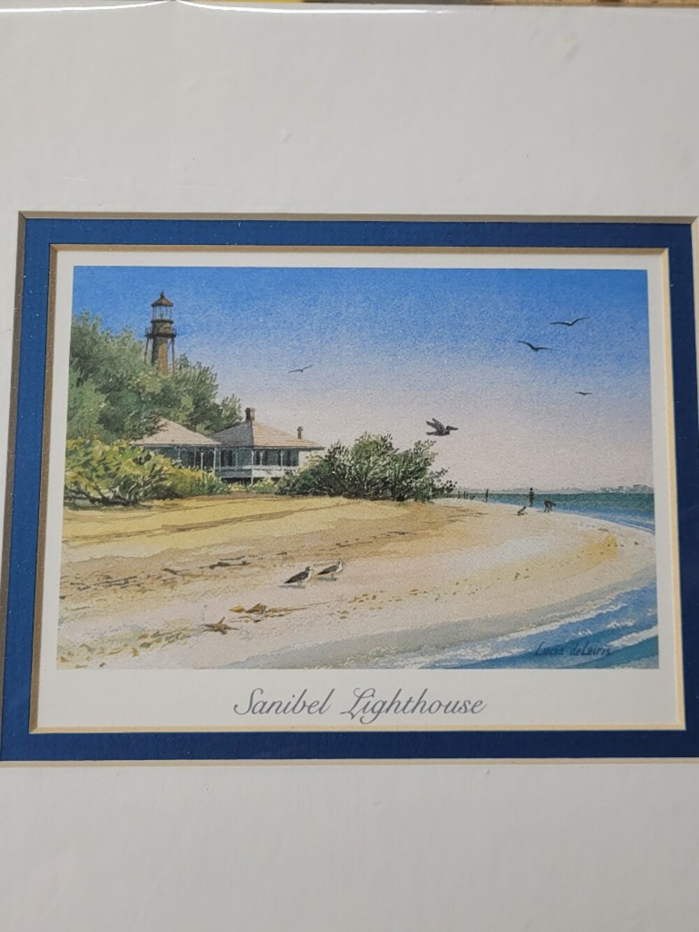 Sanibel Lighthouse Coastal Print in Blue and White